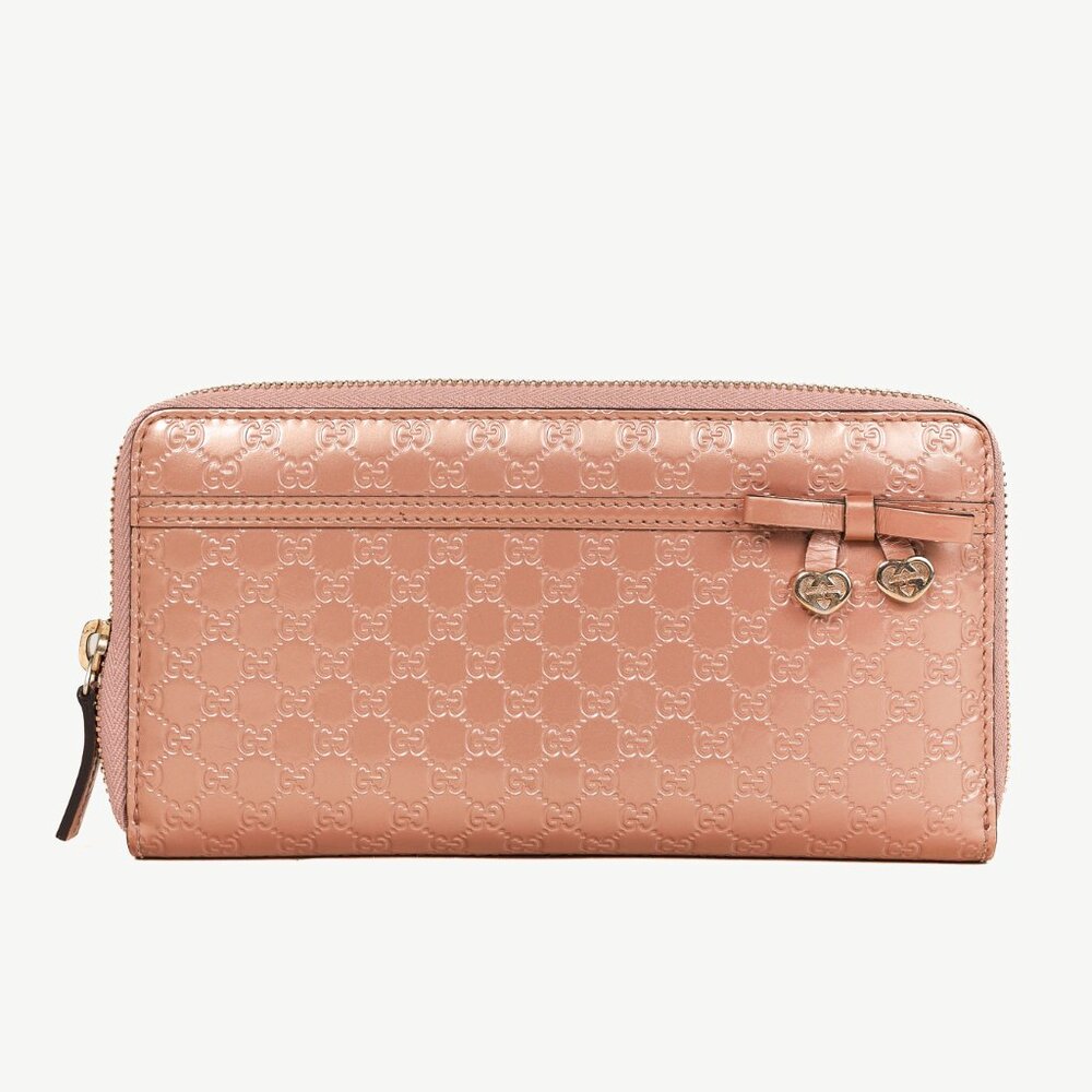 Gucci Dusty Rose Microguccissima Zip-Around Wallet